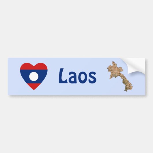 Laos Flag Herz + Karte Autoaufkleber (Vorne)