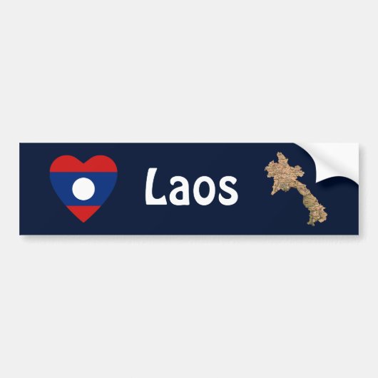 Laos Flag Herz + Karte Autoaufkleber (Vorne)