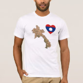 Laos Flag Herz und Karte T - Shirt (Vorderseite)