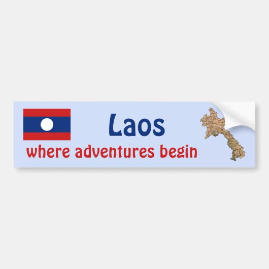 Laos Flag + Map Autoaufkleber (Vorne)