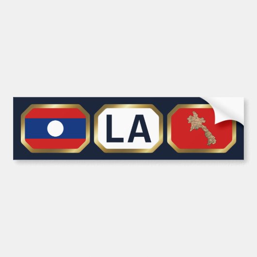 Laos Flag Map Code Autoaufkleber (Vorne)