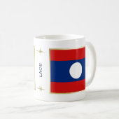 Laos Flag + Map-Tasse Kaffeetasse (VorderseiteRechts)