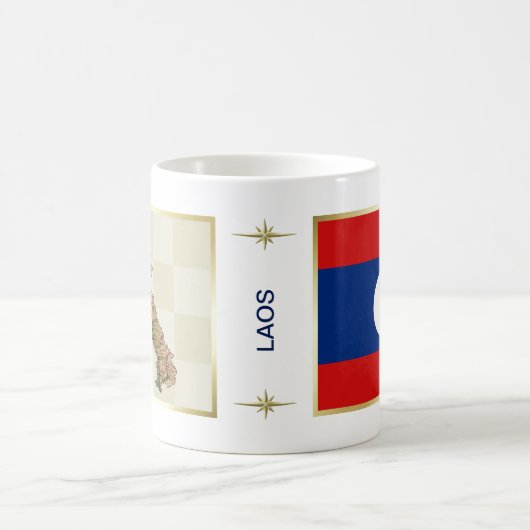 Laos Flag + Map-Tasse Kaffeetasse (Mittel)
