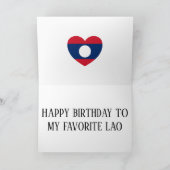 Laos Flag Patriotic Birthday Karte (Innenseite)