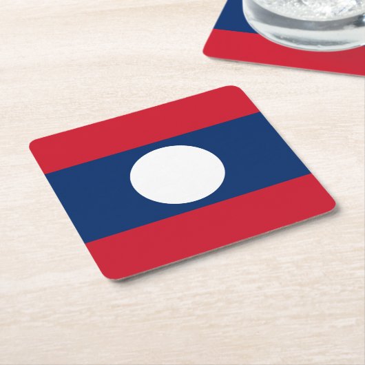 Laos Flag Rechteckiger Pappuntersetzer (angewinkelt)