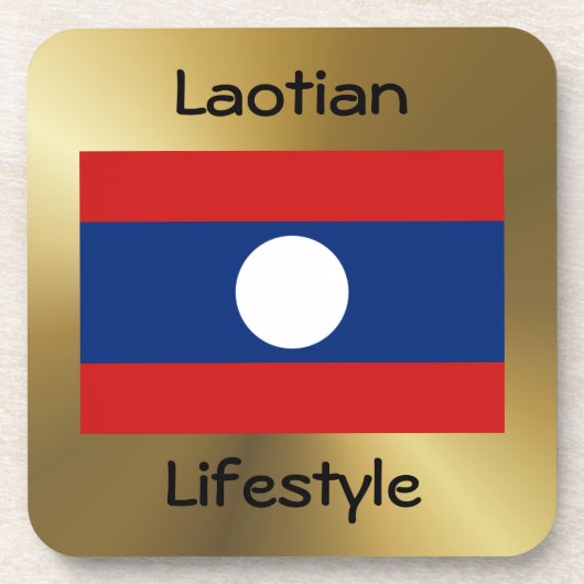 Laos-Flag+Text-Untersetzer Getränkeuntersetzer (Vorderseite)