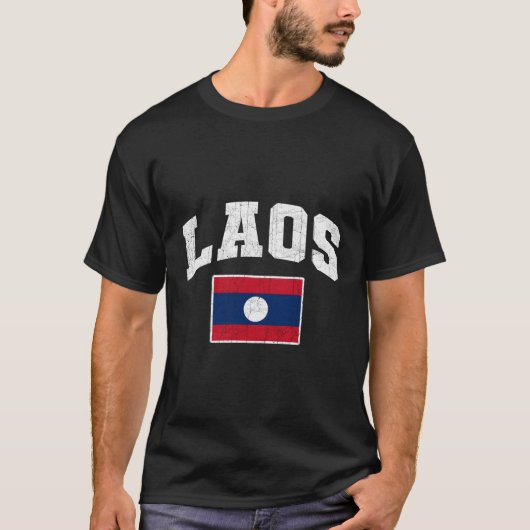 Laos Flag Throwback T-Shirt (Vorderseite)