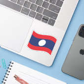 Laos Flag Wave Aufkleber (Laptop mit iPhone)