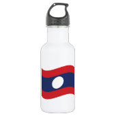 Laos Flag Wave Edelstahlflasche (Vorderseite)