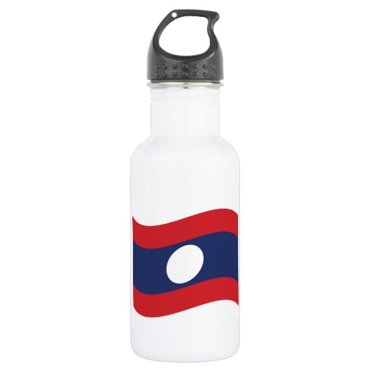 Laos Flag Wave Edelstahlflasche (Vorderseite)