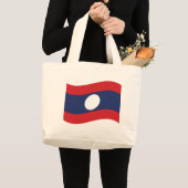 Laos Flag Wave Jumbo Stoffbeutel (Vorderseite (Produkt))