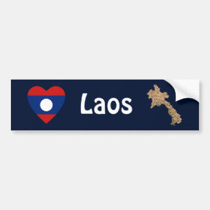 Laos-Flagge Herz + Karte Aufkleber Autoaufkleber