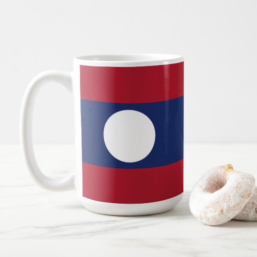 Laos-Flagge Kaffeetasse (Mit Donut)