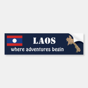Laos Flagge + Karte Aufkleber Autoaufkleber