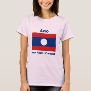Laos-Flagge + Karte + Text-T-Shirt T-Shirt