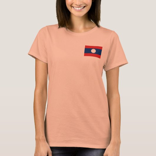 Laos-Flagge + Kartenzeichen-T - Shirt (Vorderseite)