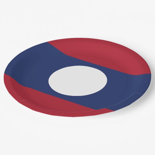 Laos-Flagge Pappteller (Schrägansicht)