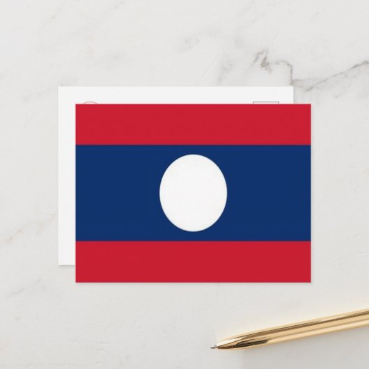 Laos - Flagge - Postkarte (Vorderseite/Rückseite Beispiel)