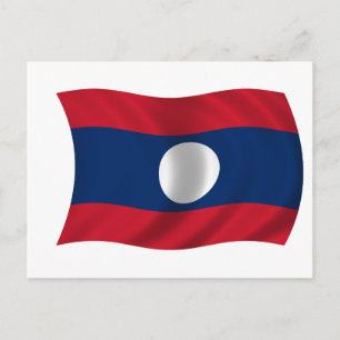 Laos-Flagge Postkarte