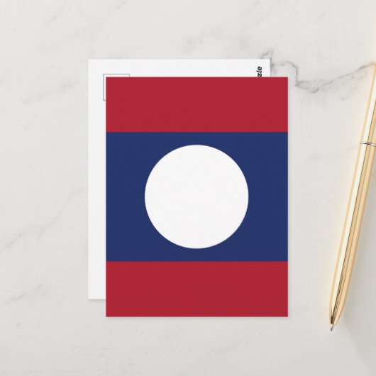 Laos-Flagge Postkarte (Vorderseite/Rückseite Beispiel)