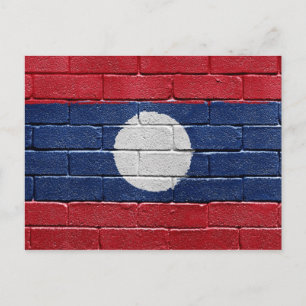 Laos-Flagge Postkarte