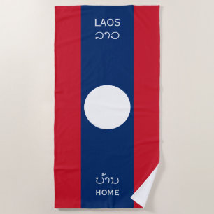 Laos-Flagge und Text, Zuhause Strandtuch
