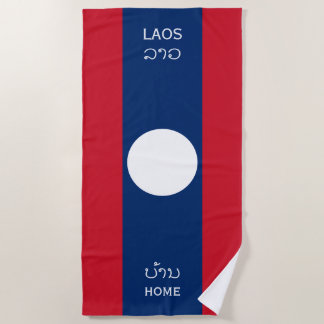 Laos-Flagge und Text, Zuhause Strandtuch