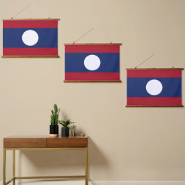 Laos-Flagge Wandteppich Mit Holzrahmen