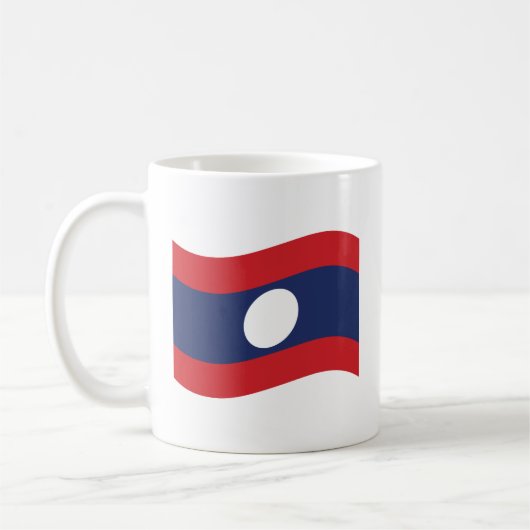 Laos-Flagge weht Kaffeetasse (Links)