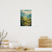 Laos Illustration Reise Kunst Vintage Poster (Küche)