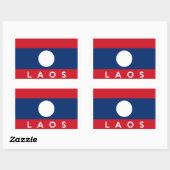 Laos-Landesflaggesymbol-Namentext Rechteckiger Aufkleber (Blatt)