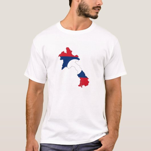 Laos-Landflaggen-Kartenform-Silhouettesymbol T-Shirt (Vorderseite)