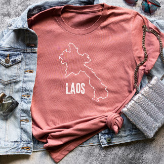 Laos Landkarte Laotischer Lao Nationale Grenzlinie T-Shirt
