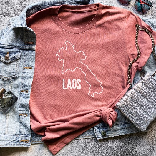 Laos Landkarte Laotischer Lao Nationale Grenzlinie T-Shirt