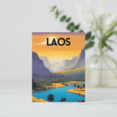 Laos Landschaftsreise Art Postkarte (Stehend Vorderseite)