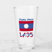 Laos Laotian Flag Blue Personalization Drinks Glas (Vorderseite)