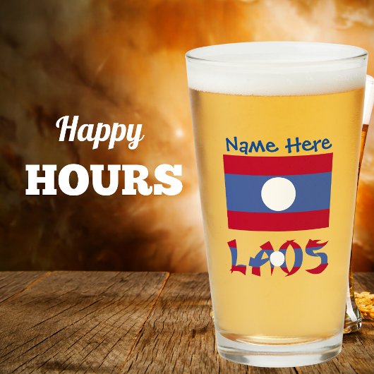 Laos Laotian Flag Blue Personalization Drinks Glas