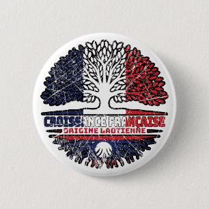 Laos Laotian France Tree Roots Flag Button