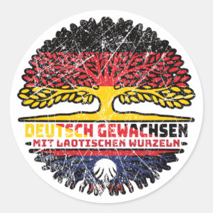 Laos Laotisch Deutsch Deutschland Baum Wurzel Runder Aufkleber