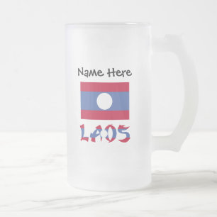 Laos Laotische Flagge Blau Personalisierung Mattglas Bierglas