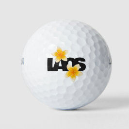 Laos Love Frangipani Flower Yellow and Black Golfball