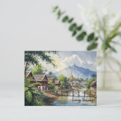 Laos Luang Prabang Reisen Wasserfarbe Postkarte (Stehend Vorderseite)