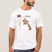 Laos Map + Flag + T - Shirt (Vorderseite)