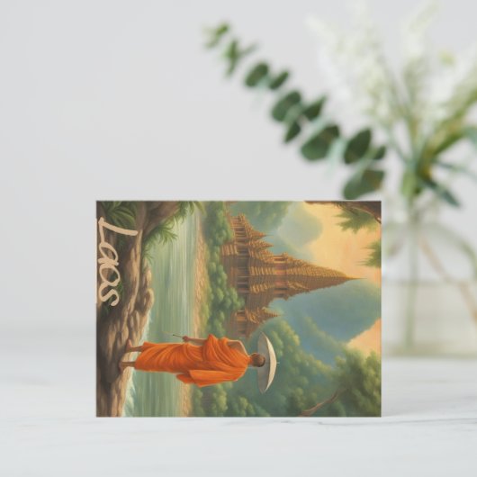 Laos Monk Postkarte (Stehend Vorderseite)