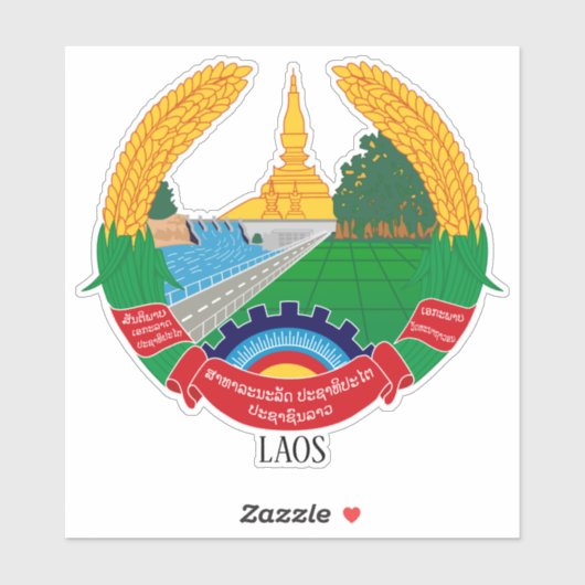 Laos National Emblem Patriotic Aufkleber (Blatt)