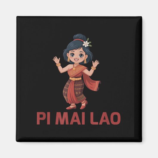 Laos New Year Girl Pi Mai Lao Magnet (Vorne)