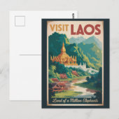 Laos Pha That Luang Illustration Reise Kunst Postkarte (Vorne/Hinten)