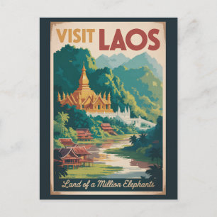 Laos Pha That Luang Illustration Reise Kunst Postkarte