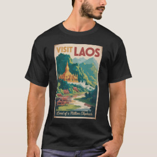 Laos Pha That Luang Illustration Reise Kunst T-Shirt