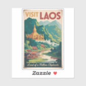 Laos Pha That Luang Illustration Travel Art Aufkleber (Blatt)